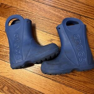 CROCS Kids Navy Blue Rain & Snow Boots with Handles